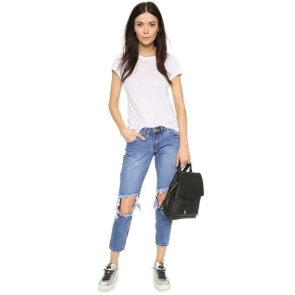 One By Teaspoon Freebirds Distressed Denim Zip Ankle Skinny Jeans in Pacifica 25